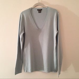 Eddie Bauer pale blue cotton knit v neck sweater FINAL PRICE